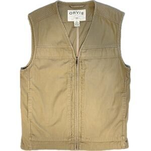 Orvis Vest Men’s Small Fishing Hunting Khaki Canvas with Lots of Pockets